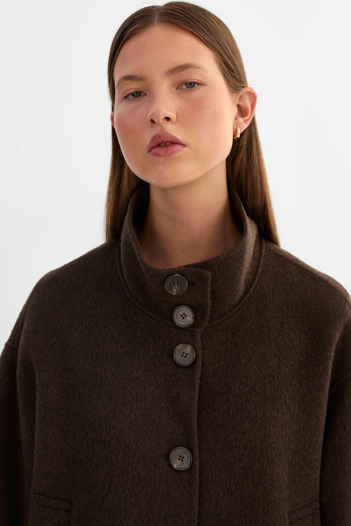 LAMARQUE - McKenna Cropped Wool Jacket in Dark Brown