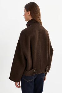 LAMARQUE - McKenna Cropped Wool Jacket in Dark Brown
