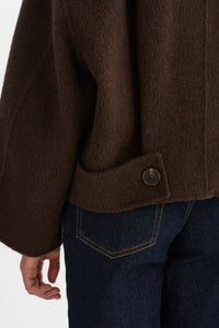 LAMARQUE - McKenna Cropped Wool Jacket in Dark Brown