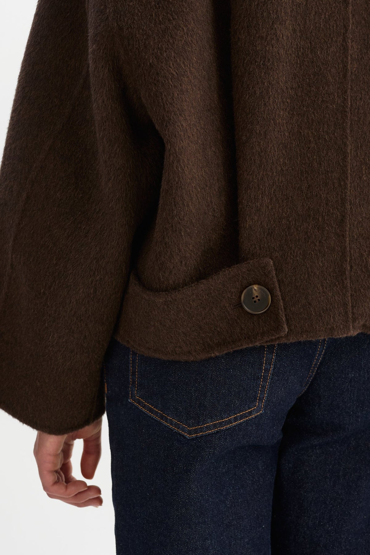 LAMARQUE - McKenna Cropped Wool Jacket in Dark Brown