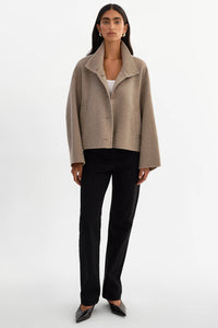 LAMARQUE - McKenna Cropped Wool Jacket in Heather Taupe