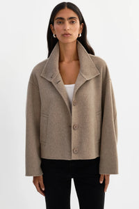 LAMARQUE - McKenna Cropped Wool Jacket in Heather Taupe