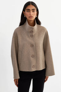 LAMARQUE - McKenna Cropped Wool Jacket in Heather Taupe