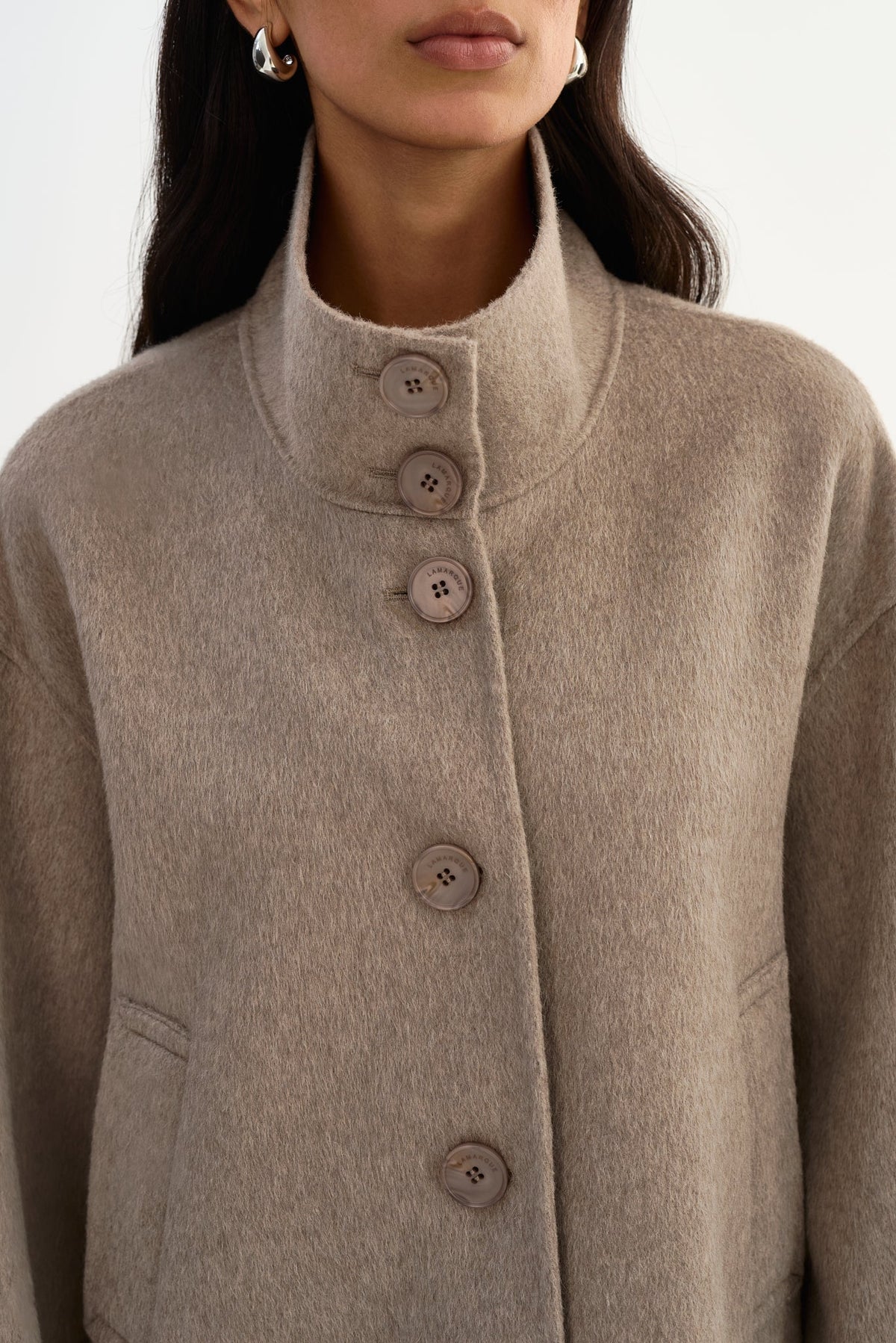LAMARQUE - McKenna Cropped Wool Jacket in Heather Taupe