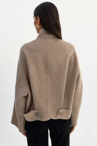 LAMARQUE - McKenna Cropped Wool Jacket in Heather Taupe