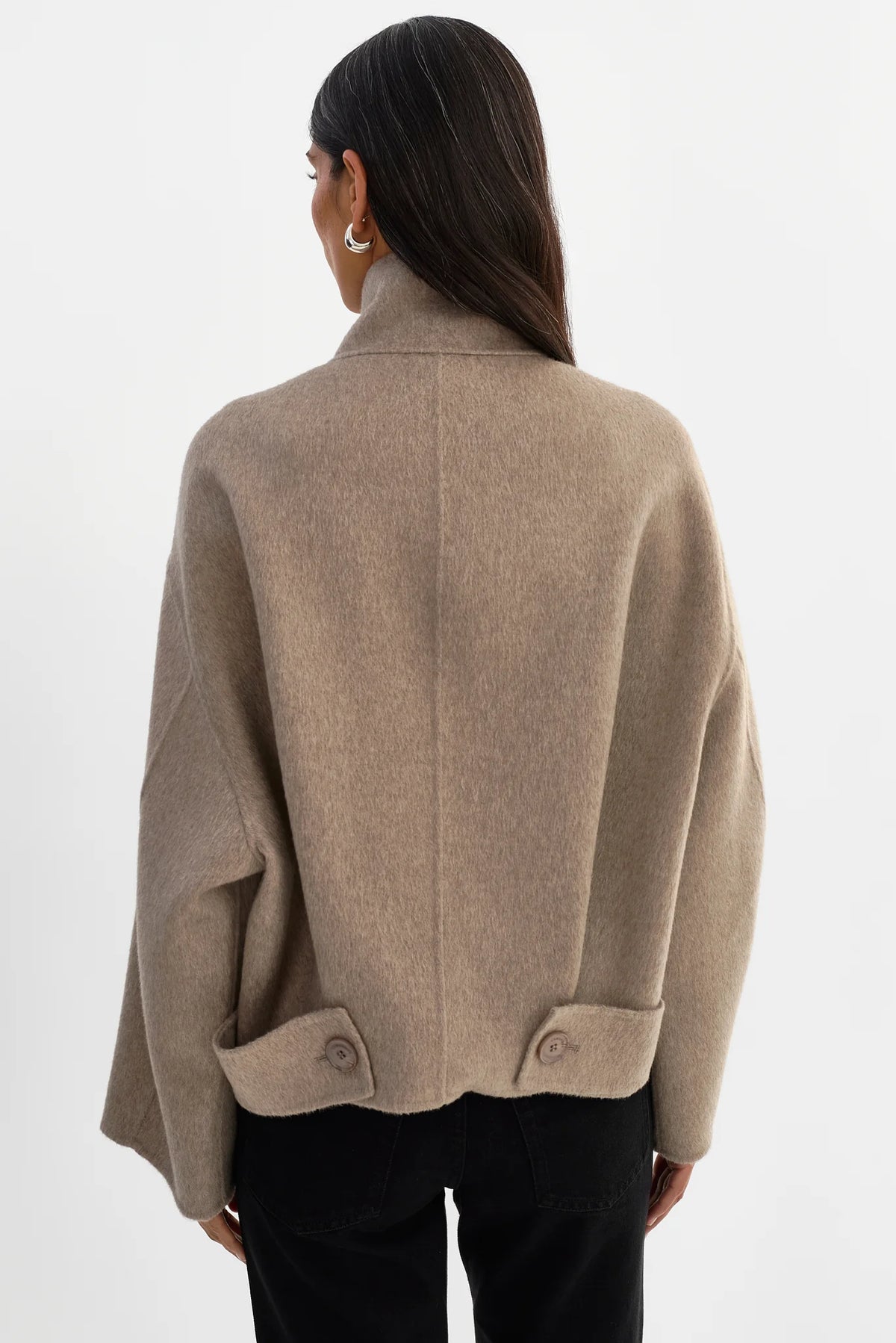 LAMARQUE - McKenna Cropped Wool Jacket in Heather Taupe