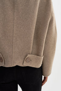 LAMARQUE - McKenna Cropped Wool Jacket in Heather Taupe
