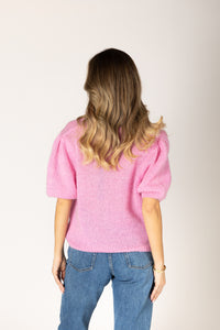 Lyla & Luxe - Mila - Short Sleeve Mohair Cardigan in Baby Pink