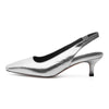 Woden/Shoe The Bear - Maxine Slingback Leather Heel in Silver Metallic