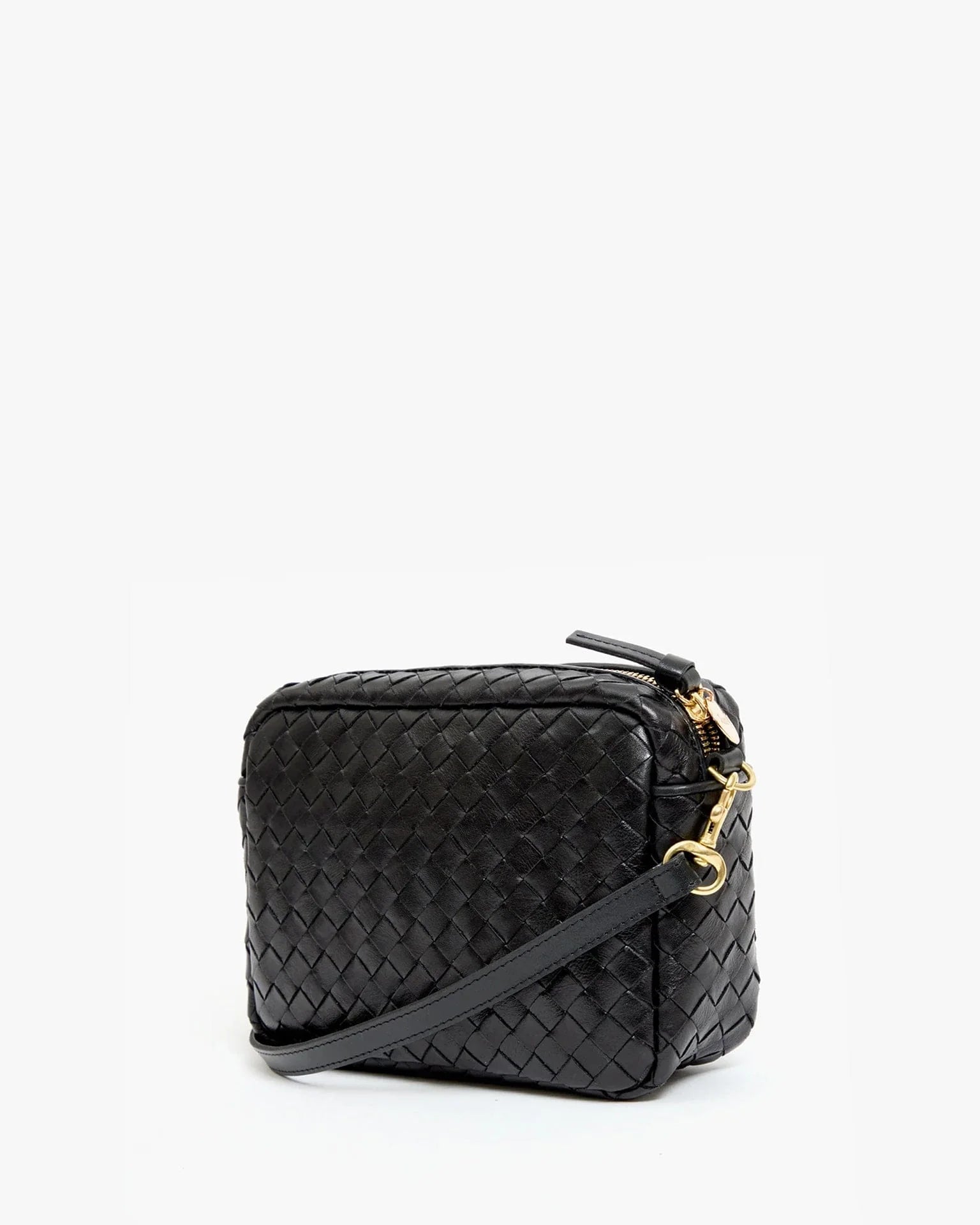 Clare V. - Midi Sac in Woven Diagonal Black