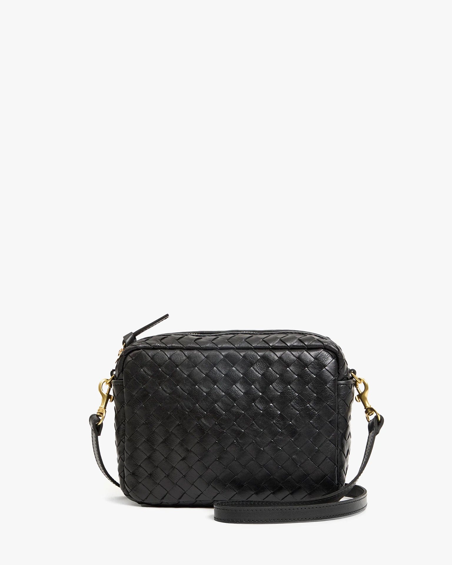 Clare V. - Midi Sac in Woven Diagonal Black