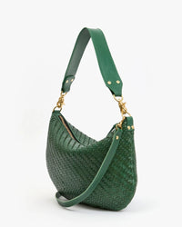 Clare V. - Moyen Messenger in Evergreen Woven Zig-Zag