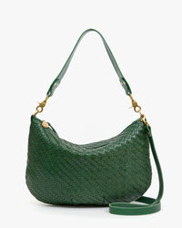 Clare V. - Moyen Messenger in Evergreen Woven Zig-Zag
