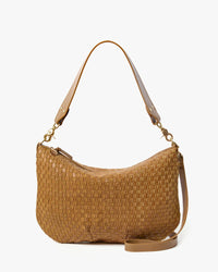 Clare V. - Moyen Messenger in Leather & Suede Woven Checker Sequioa