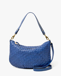 Clare V. - Moyen Messenger in French Blue Diagonal Woven