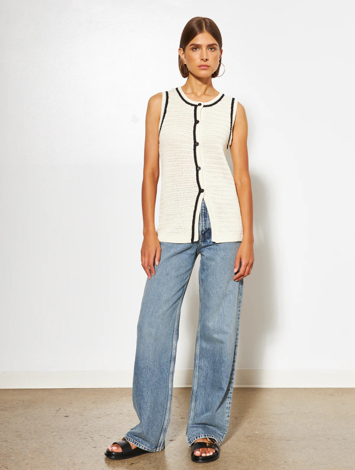 LINE Knitwear - Mia -Knit Vest Top in Pebbled Shore