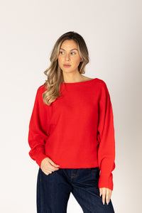 Lyla & Luxe - Nobu - Off Shoulder Sweater in Scarlet