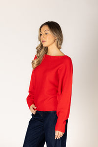 Lyla & Luxe - Nobu - Off Shoulder Sweater in Scarlet