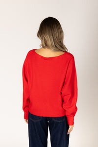 Lyla & Luxe - Nobu - Off Shoulder Sweater in Scarlet