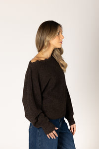 Lyla & Luxe - Nobulace - Novelty Lace Sweater in Walnut