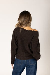 Lyla & Luxe - Nobulace - Novelty Lace Sweater in Walnut