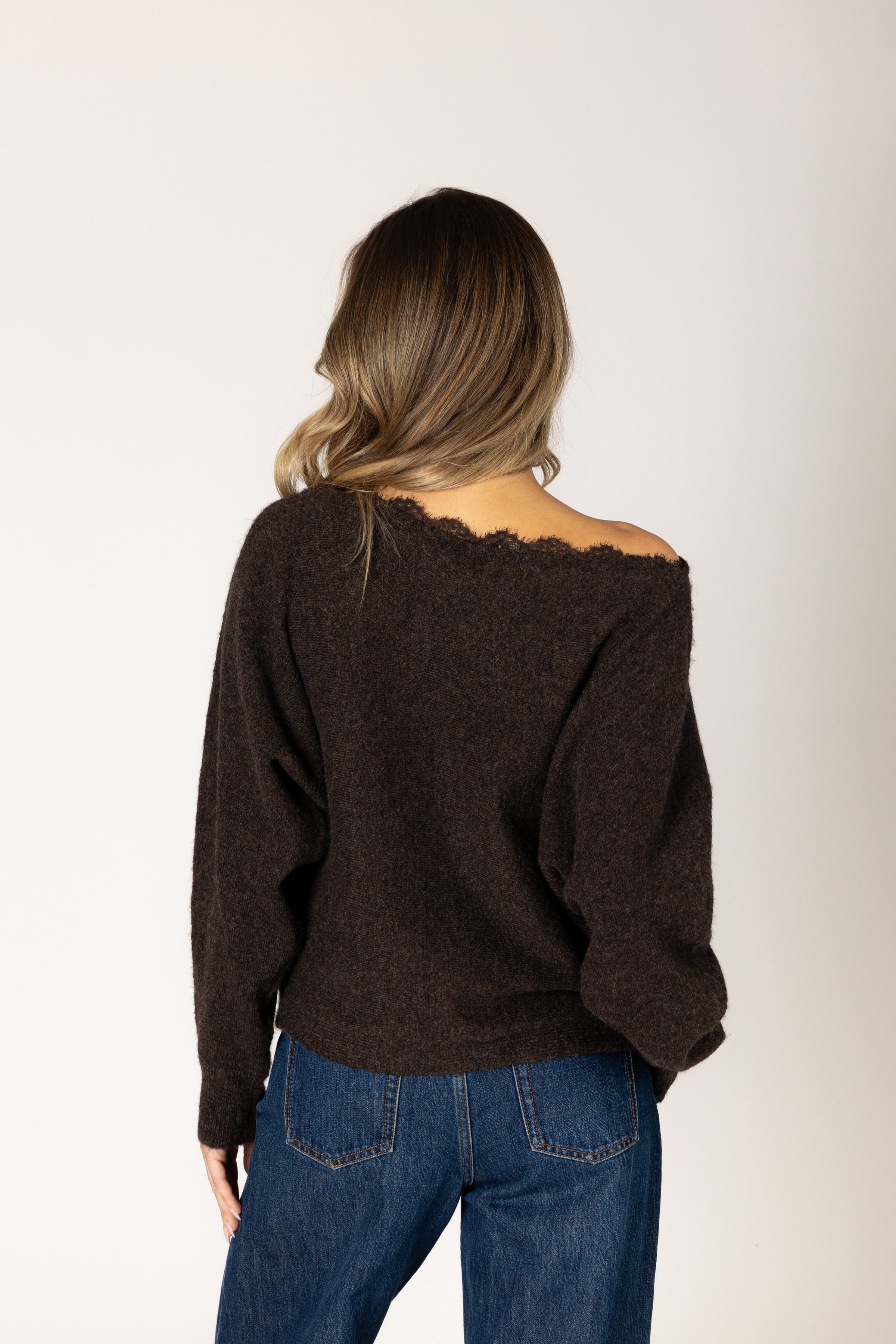 Lyla & Luxe - Nobulace - Novelty Lace Sweater in Walnut