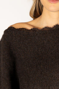 Lyla & Luxe - Nobulace - Novelty Lace Sweater in Walnut