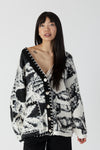 Lyla & Luxe - Nora - Long Cardigan w/Stitch Detail in Black/White