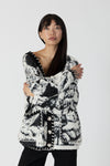 Lyla & Luxe - Nora - Long Cardigan w/Stitch Detail in Black/White