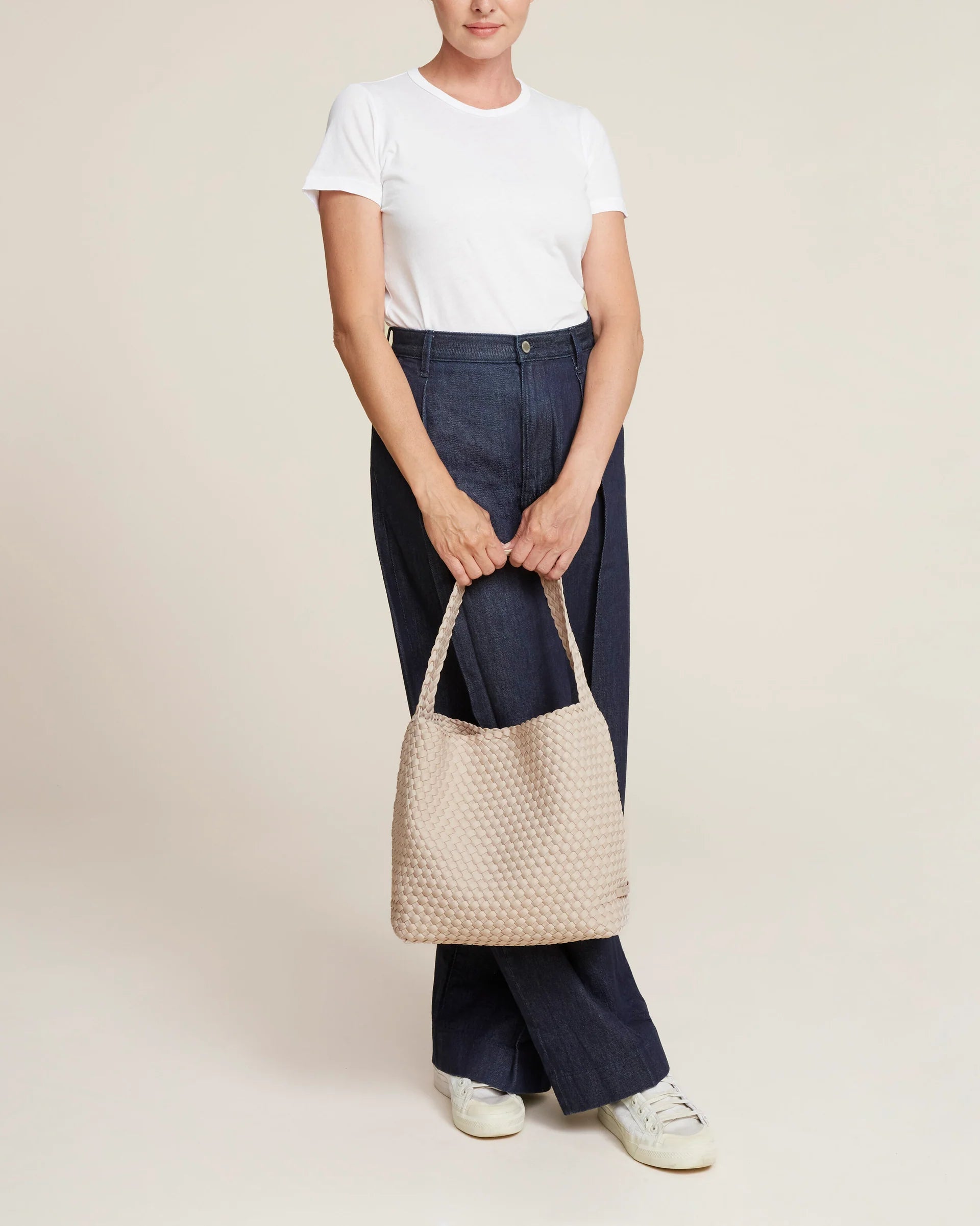 NAGHEDI - Nomad Medium Hobo in Ecru