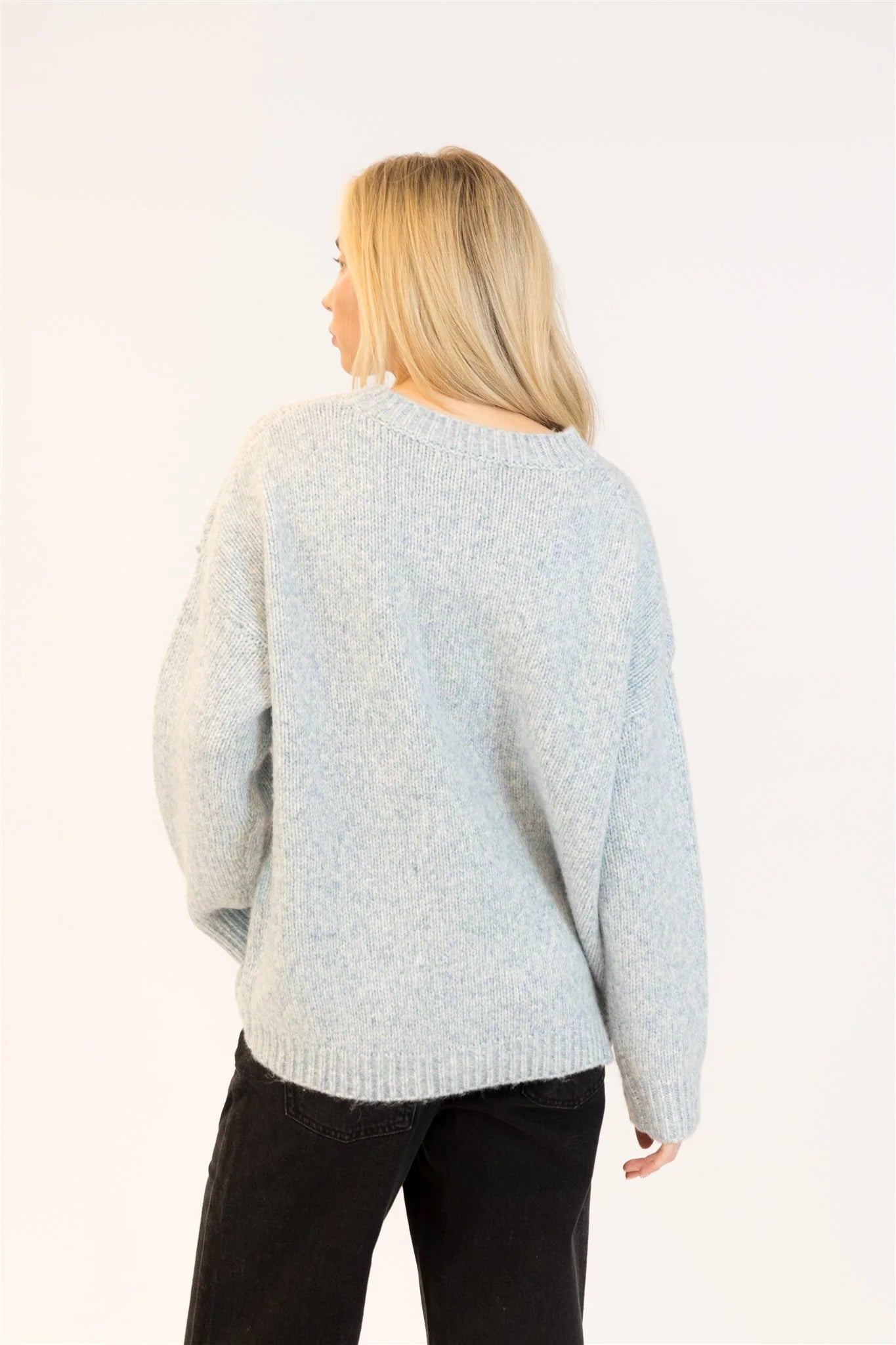 Lyla & Luxe - Opal Crewneck Pullover in Blue/Green Marl