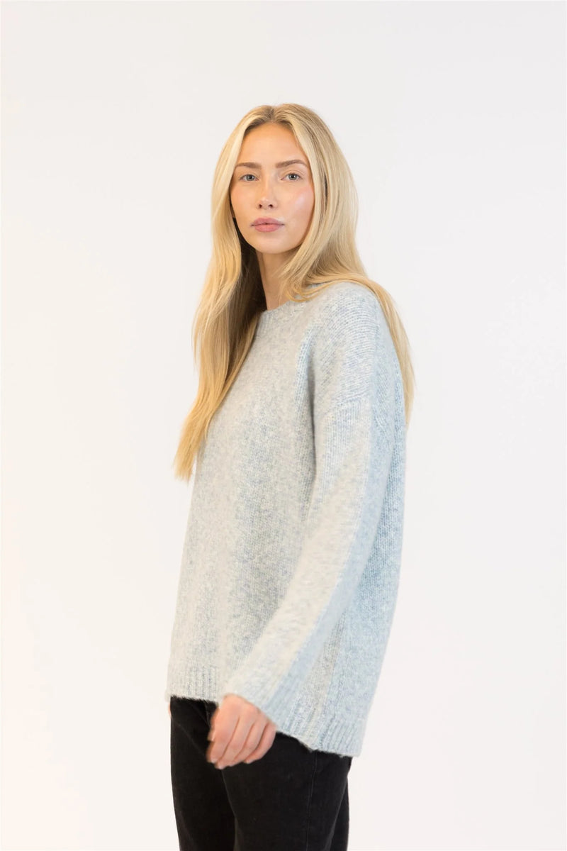 Lyla & Luxe - Opal Crewneck Pullover in Blue/Green Marl