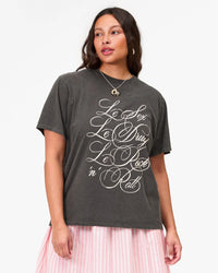 Clare V. - Original Tee - Faded Black w/ Cream Le Sex Le Drugs Le Rock 'n' Roll