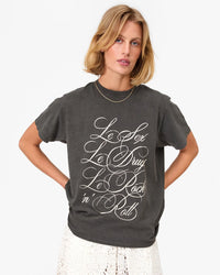 Clare V. - Original Tee - Faded Black w/ Cream Le Sex Le Drugs Le Rock 'n' Roll