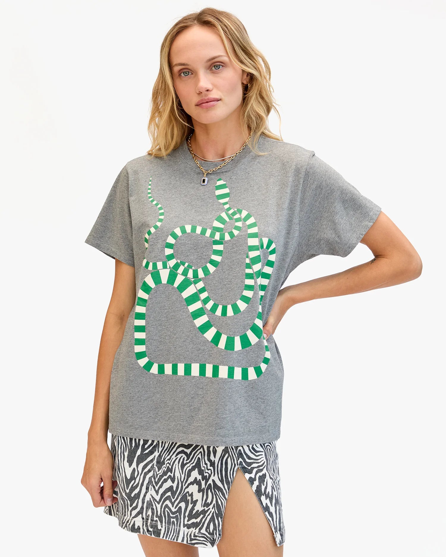 Clare V. - Original Tee in Snake Grey Melange