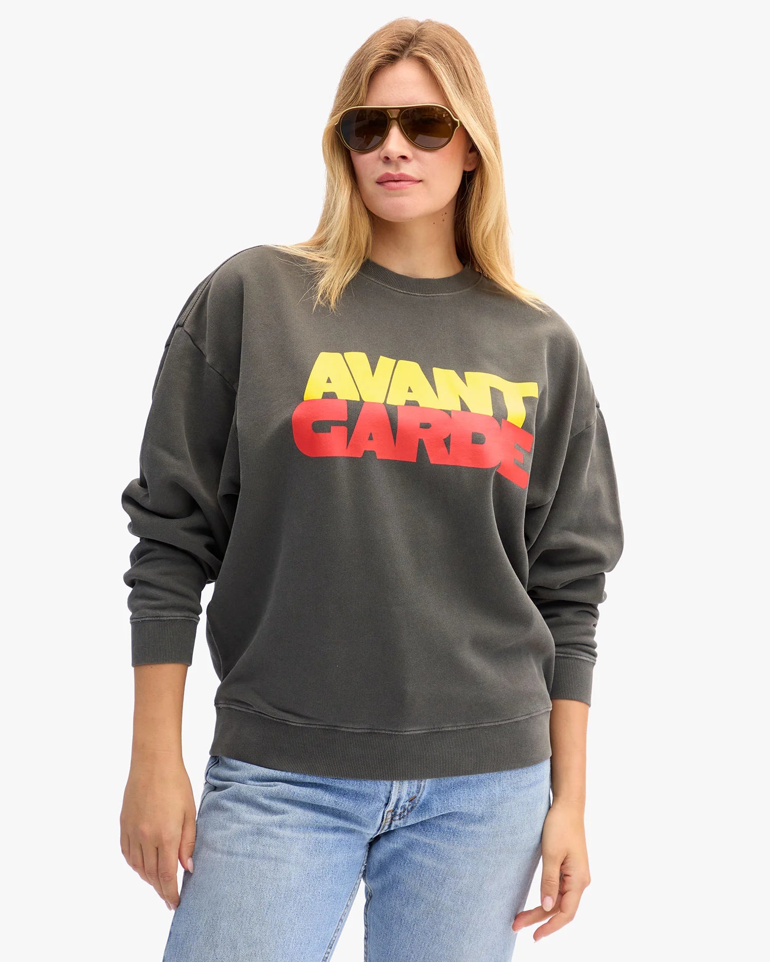 Clare V. - Avant Garde Oversized Sweatshirt in Faded Black