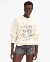 Clare V - Oversized Sweatshirt - Cream w/ Black Le Sex Le Drugs Le Rock 'n' Roll