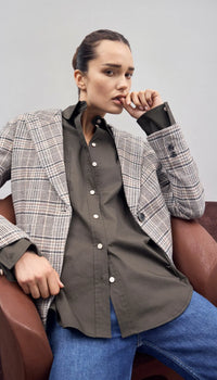 Smythe - Patch Pocket 90's Blazer in Neutral Glen Check