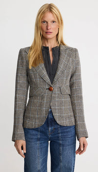 Smythe - Patch Pocket One Button Blazer in Classic Glen Check