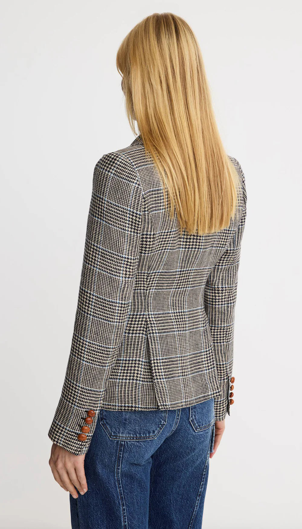 Smythe - Patch Pocket One Button Blazer in Classic Glen Check