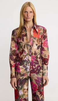 Smythe - Point Collar Shirt in Tan Floral
