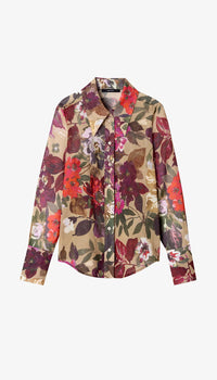Smythe - Point Collar Shirt in Tan Floral
