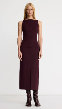 Smythe - Front Slit Trouser Skirt in Plum