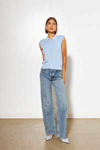 LINE Knitwear - Shiloh - Collar Vest in Clear Water