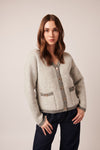 LINE Knitwear - Pia Cardigan in Monochrome Gris