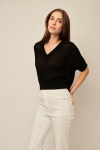 LINE Knitwear - Piper - Short Sleeve Knit V-Neck Pullover