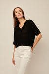 LINE Knitwear - Piper - Short Sleeve Knit V-Neck Pullover