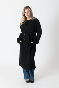 Lyla & Luxe - Preston - Knit Trench Coat in Black