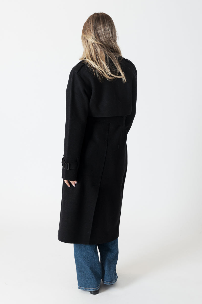 Lyla & Luxe - Preston - Knit Trench Coat in Black