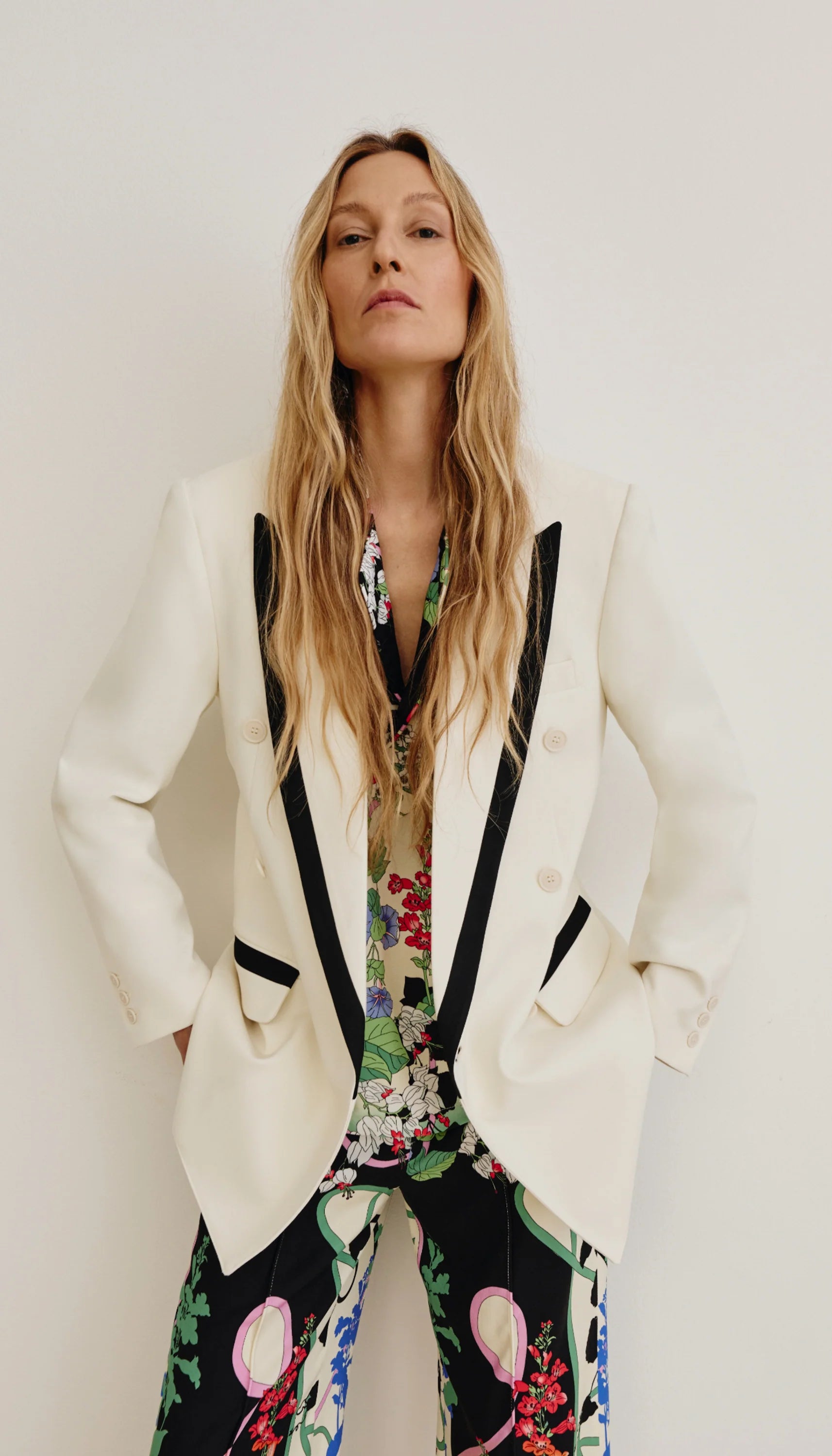 Smythe - Taped db Peaked Lapel Blazer in Ivory